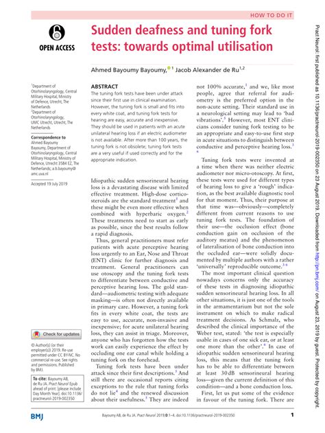 Sudden deafness and tuning fork tests: towards optimal utilisation